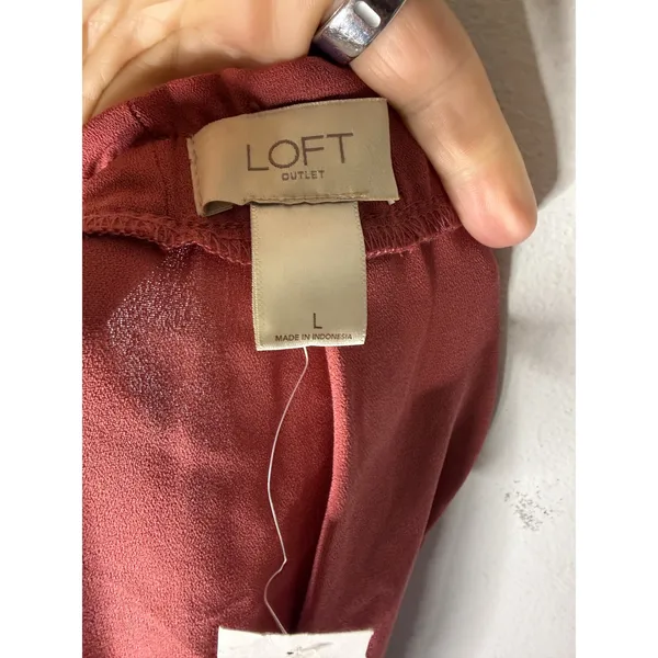 Loft Outlet Women Rose Terracotta Midi Skirt Elastic Waist Size L NEW - Image 3