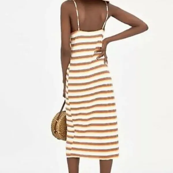 ✨ Zara Ribbed Strappy Mulicoloured V-Neck Long Midi Dress✨ - Image 4