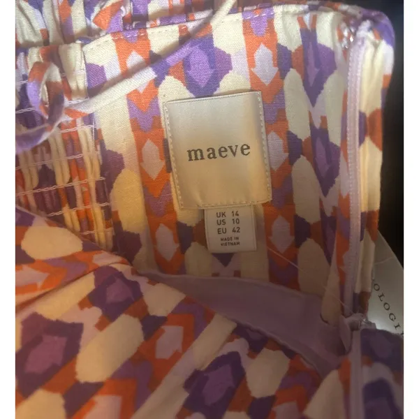 Anthropologie Maeve The Ophelia Linen Mini Dress sz 10 Boho Coastal Sunny NEW - Image 6