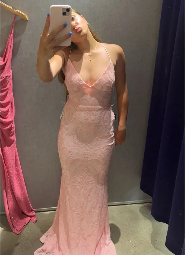 Windsor Gown Formal light pink sequin corset back - Image 2