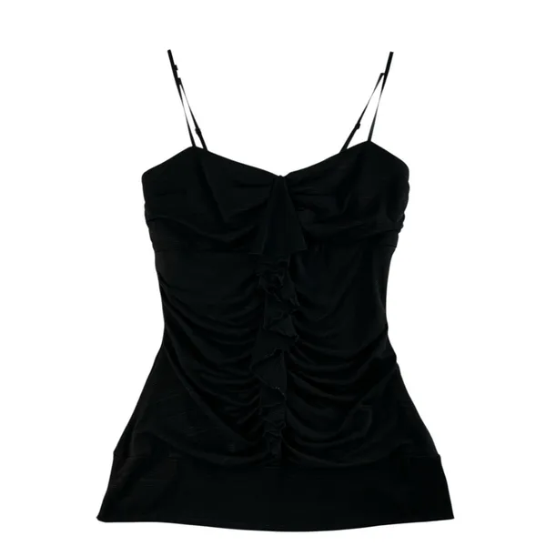 Vintage Y2K Takara L Large Babydoll Top Ruched Ruffle Tank Whimsygoth Goth Fairy - Image 3