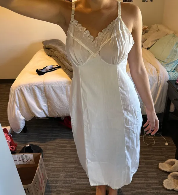 Vintage White Slip Dress - Image 5