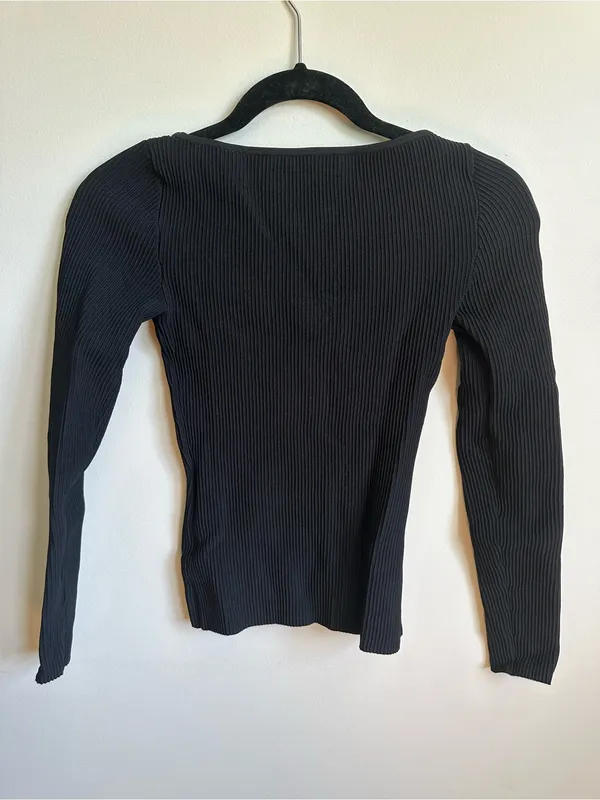 Aritzia Babaton Ribbed Long Sleeve Stretch Top Black Womens XS - Image 6