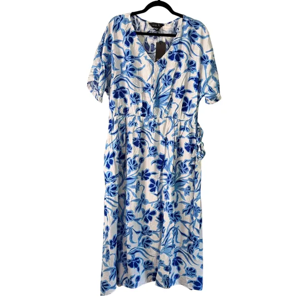 Seta T Floral Maxi Dress V Neck‎ Short Sleeve Casual Summer Dress XL - Image 2