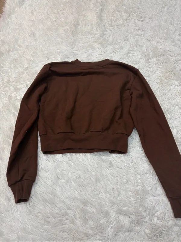 Aritzia Sunday best Brown Women's Cropped Crewneck Sweatshirt - Image 2