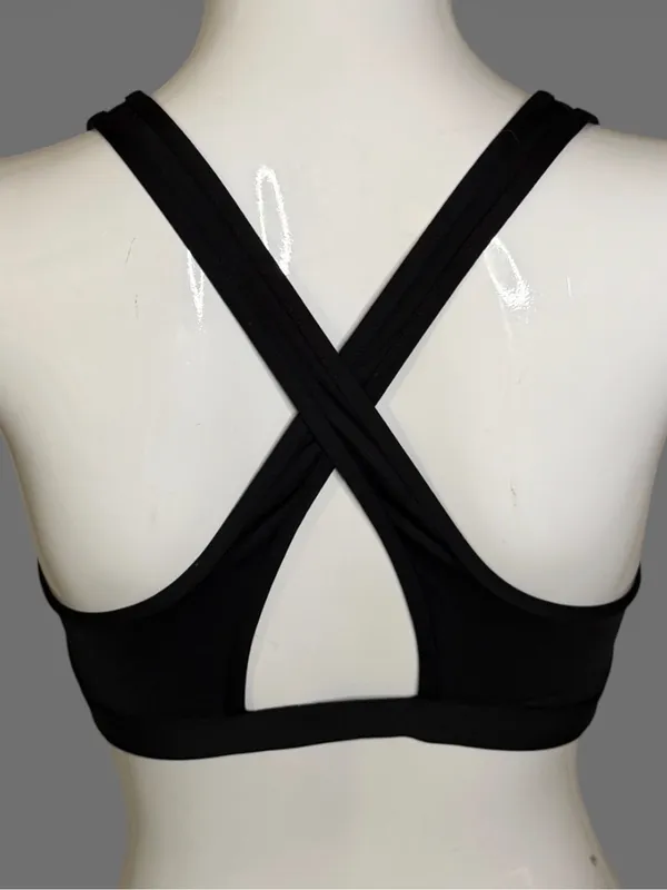 PINK Victoria's Secret Black Slashed Front Sports Bra - Image 7