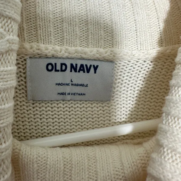 NWT Old Navy Turtleneck Sweater Women Large Cream Cotton Oversized Knit Washable - Image 3