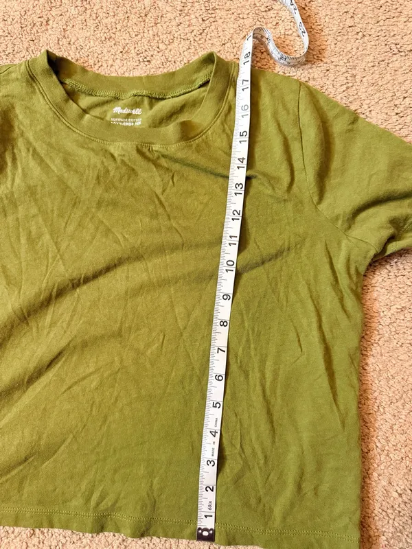 Madewell Softfade Cotton Boxy Crop Tee | XS | Olive Green - Image 6