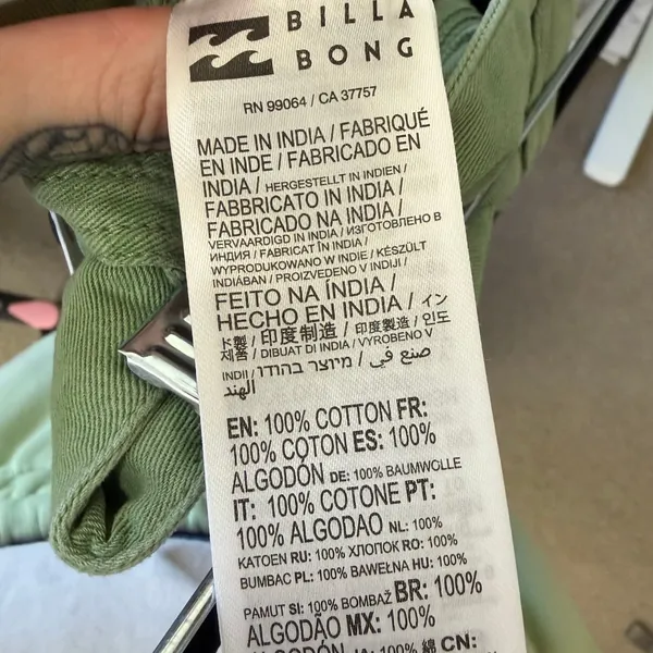 NEW Billabong Green Walk Along Relaxed Cargo Cotton Twill Comfy Pants Size 26 - Image 11