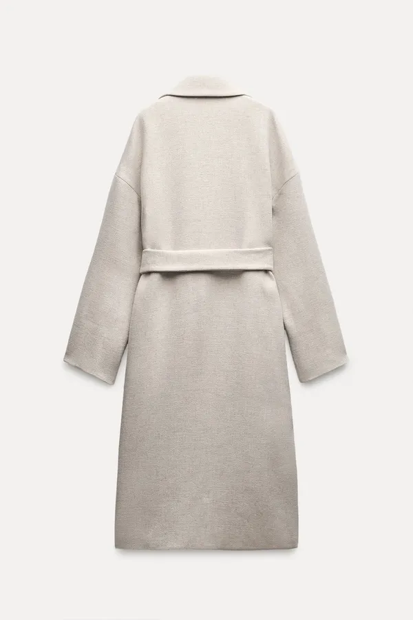 ZARA coat belted trench wool classic casual jacket overcoat - Image 4