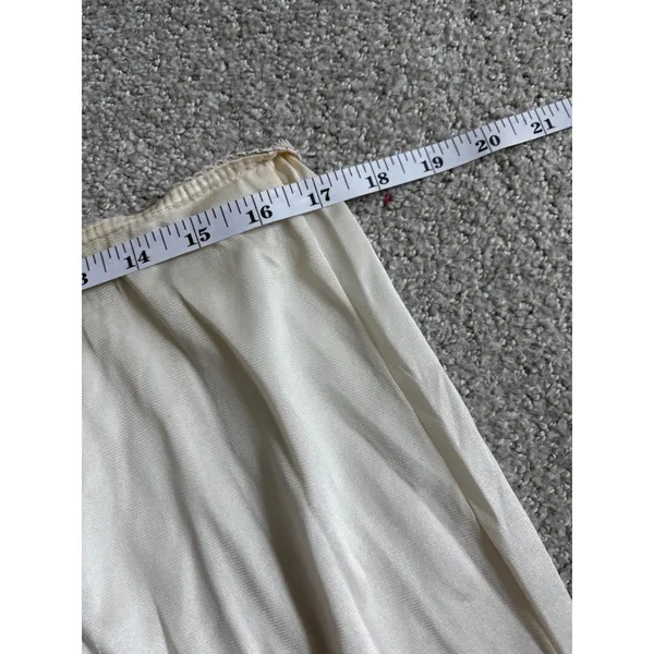 Vintage 80s Half Slip Skirt Medium Ivory Lace Floral Embroidered Lingerie Retro - Image 5