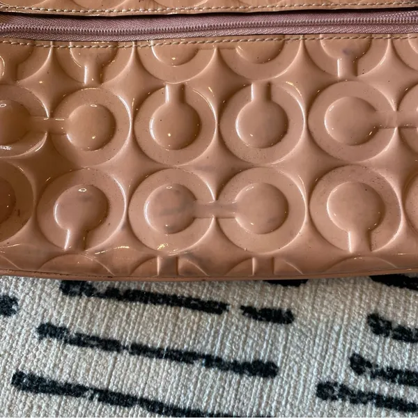 Coach Pink Signature C Embossed Patent Zip Wristlet Clutch - Image 3