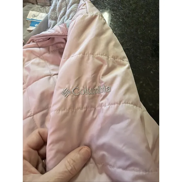 Columbia Women's Coat Jacket Sz M Pink Gray Puffer Quilted Full Zip Pockets - Image 5