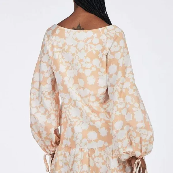Charlie Holiday Eve Floral Linen Blend Drop Waist Mini Dress Boho Vacation - Image 5