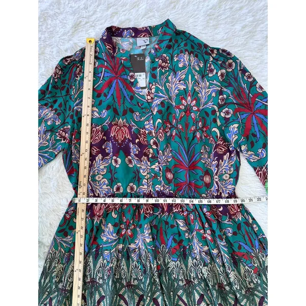 Ulla‎ Popken Von Landen Size 16/18 Midi Dress Curvy Patch Print Long Sleeve Plus - Image 4