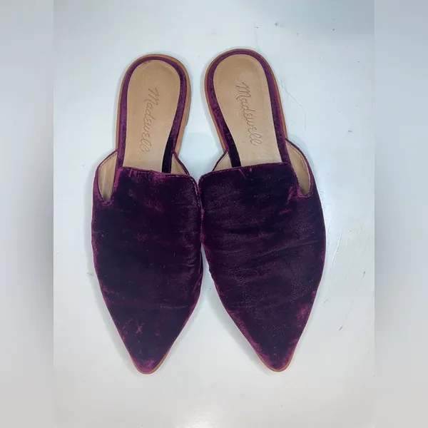 Madewell Women’s Gemma Mule Velvet‎ Purple with Pointed Toe Shoes Size 6 - Image 5