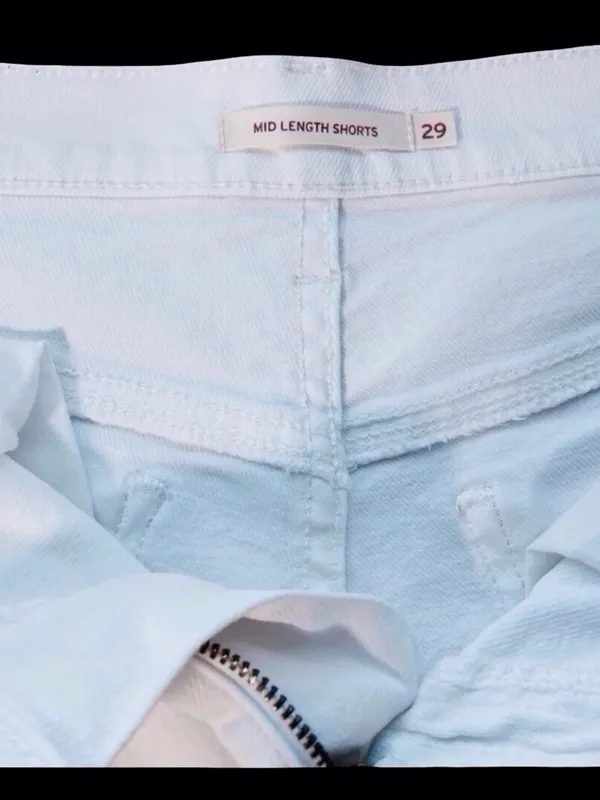 Levi's Denim Shorts White Distressed Rolled Cuff Women's Size 29 - Image 2