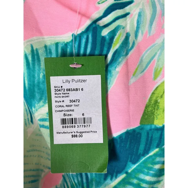Lilly Pulitzer Faye Skort Chimpoiserie Coral Reef Tint Golf Tennis Size 6 New - Image 7