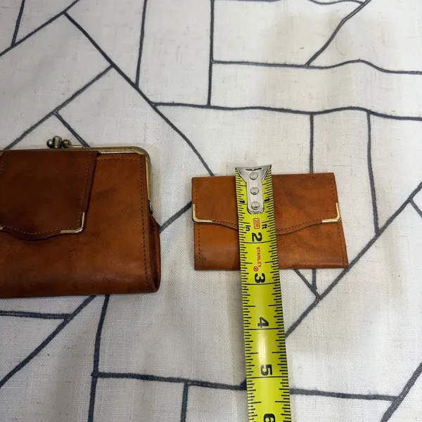 Cobbler Wallet and‎ Key Case Set OS Brown Vintage Full Grain Leather Kiss-Lock - Image 10