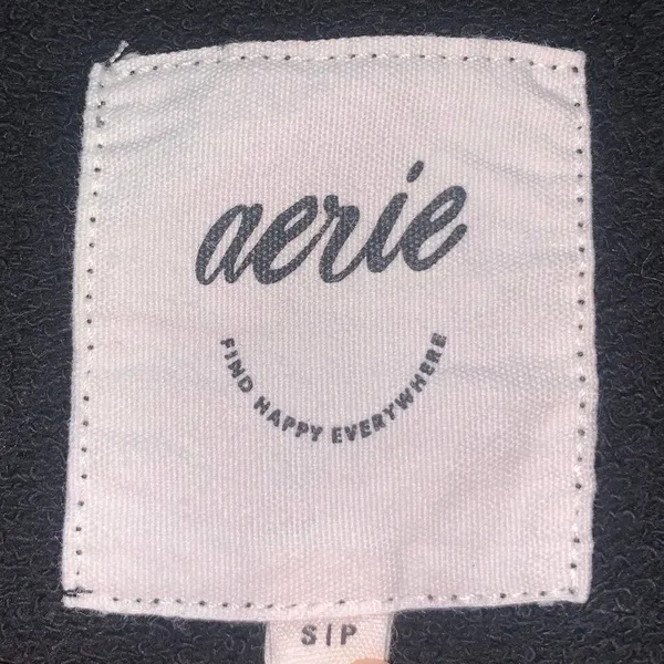 Aerie Black V Neck Sweatshirt Pullover Oversized‎ Slouchy Terry Knit Small - Image 2