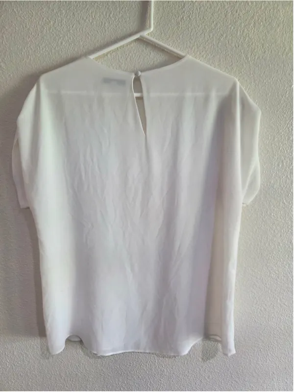 Naked Zebra White V-Neck Blouse Women’s L - Image 2