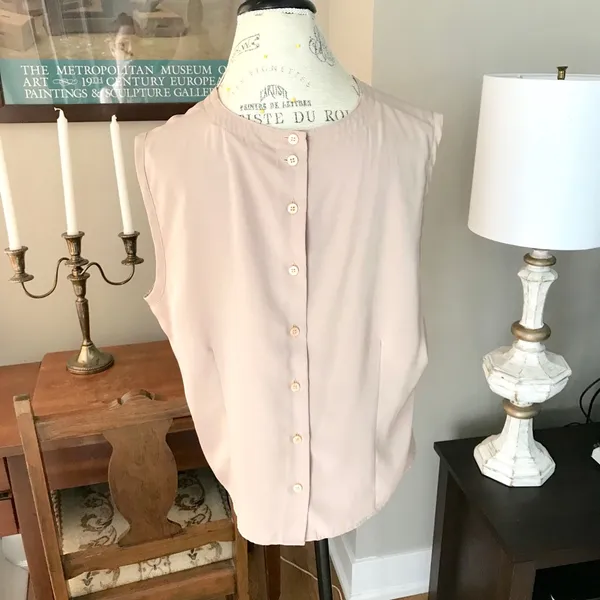 Notations Beige Blouse with Button Up Back Sz XL - Image 3