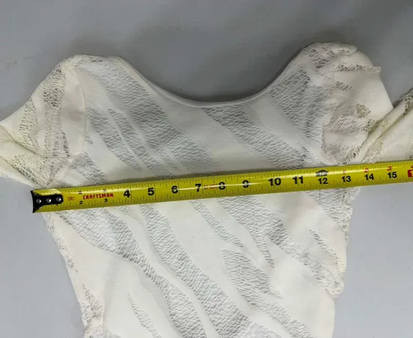 Auditions White Textures Mesh Long Sleeve Maxi Gown with Low Back and Lace Hem D - Image 7