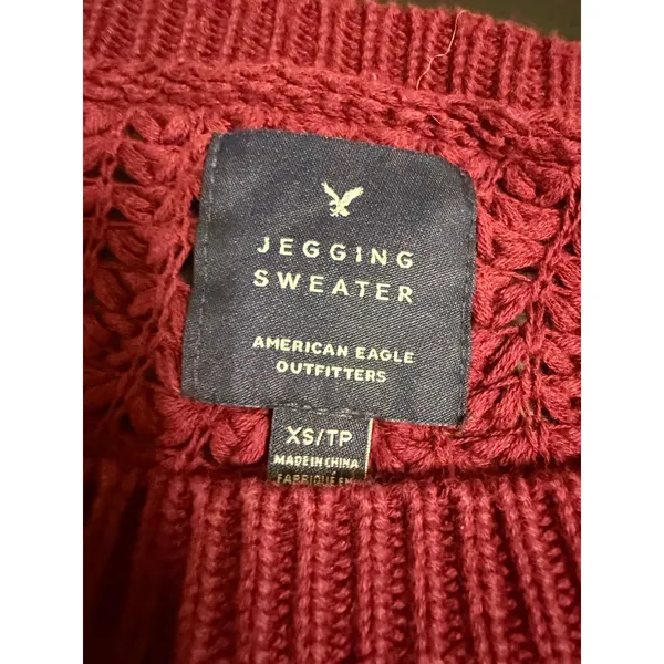 American Eagle Outfitters Jegging Sweater‎ Burgundy Maroon Knit Crewneck XS - Image 2