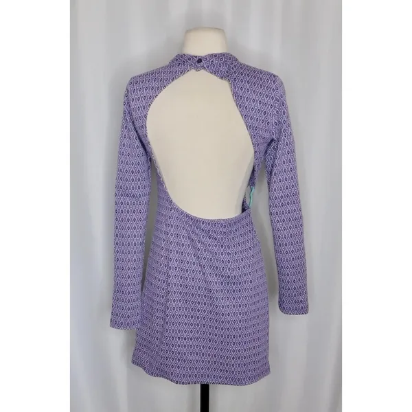 ZARA Lilac Jacquard Open Back Mini Dress Heart Detail Retro Knit Purple Small - Image 9