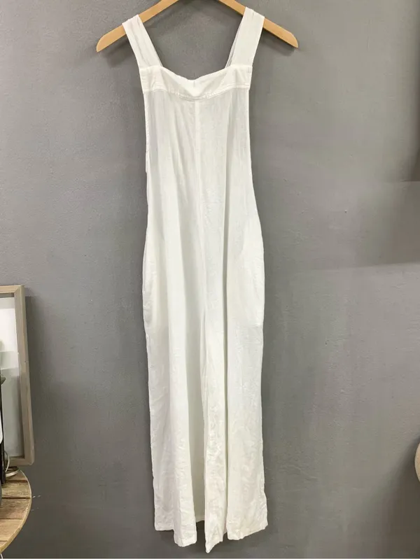 haute hippie white linen blend sheer bikini romper cover up - Image 3