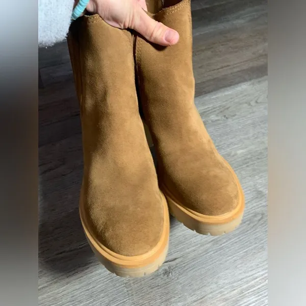 Dolce Vita Chelsea Boots Heels Caster Suede Chestnut Brown Winter New Size 8 - Image 7