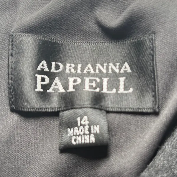 Adrianna Papell NWT V-Neck Lined Dress‎ Knee Length Textured Dark Gray Size 14 - Image 5