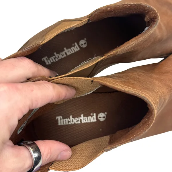 Timberland Leather Chelsea Boots Women's 11 Brown Block‎ Heel ReBOTL Defender - Image 6