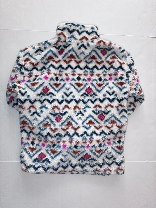 Eddie Bauer Plush Sherpa Fleece Quarter Zip Pullover - Medium - Geometric Print - Image 6