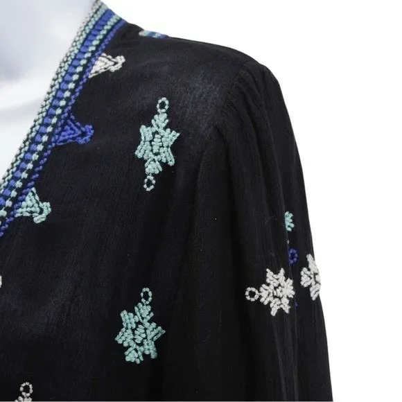 Free People Stargazer Floral Embroidered Gauze Boho Garden Mini Dress Dainty S - Image 5