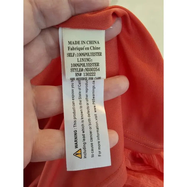 New In Wrinkly Fabric Style Orange Cotton Babydoll Strappy Size L Dress NEW - Image 8