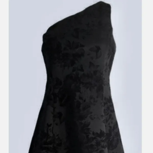 NWT PROSECCO Floral Velvet One Shoulder Black A Line Dress SZ-8 - Image 4