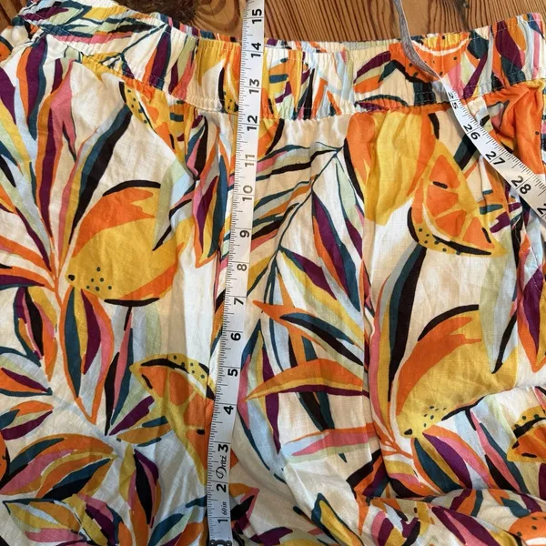 C&C California 100% Linen Wide Leg Pants Tropical Fruit‎ Flowy Beach Coastal LG - Image 7