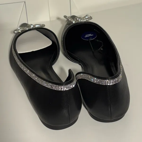 Apt 9 Emmalyn Black cutout pointy retro silver rope bow ballerina flats shoes - Image 8