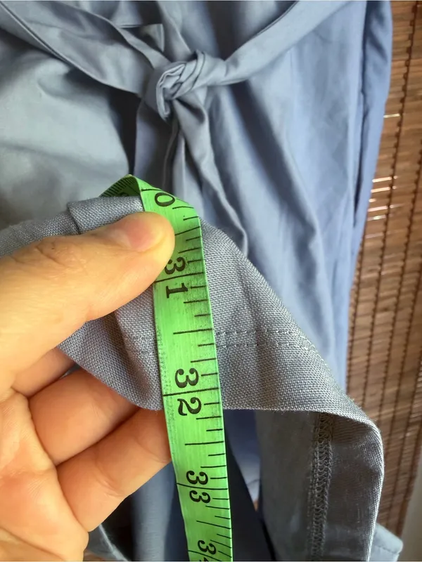 Blue Linen Blend Belted Button Front Romper Oversized Small - Image 7