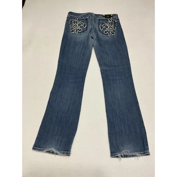 Miss Me Jeans Women 31 Bootcut Dark Wash Embroidered Rhinestone JP5033R - Image 2