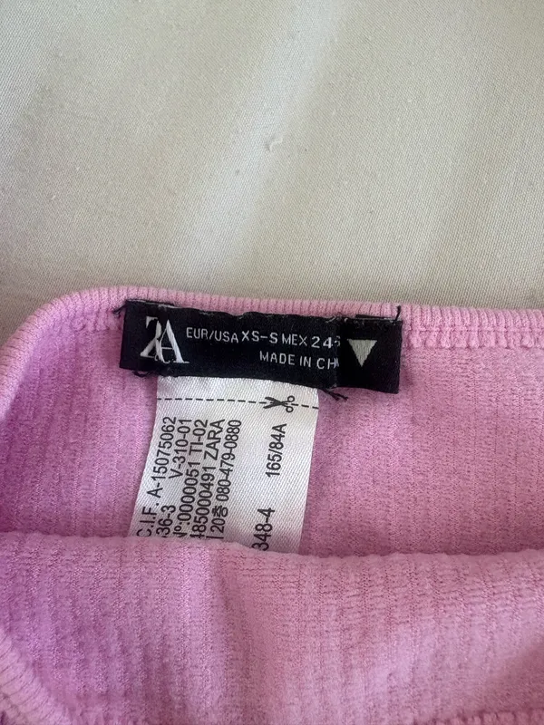 Pink ZARA Tank Top Cropped Ribbed - Image 2