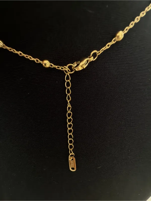 18K Gold Plated Y Lariat Stainless Steel Ball Chain Womens Necklace - Image 5