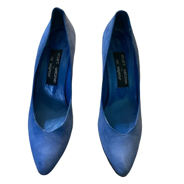 Stuart Weitzman For Mr. Seymour Blue Slip On Heels Size 7 - Image 2