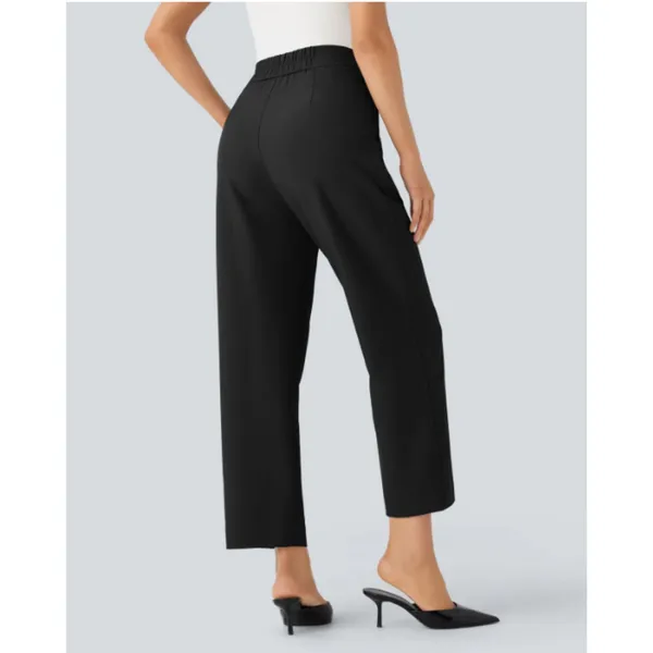 Halara High Waisted Shirred Pocket Tapered Straight Leg 7/8 Length Work Pants M - Image 6
