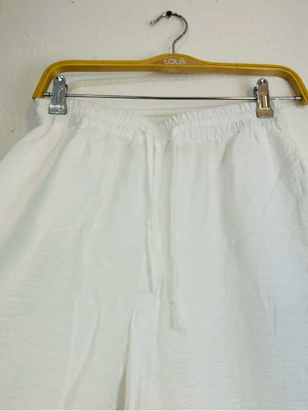 High-Rise White Wide-Leg Linen Blend Pants - Image 5