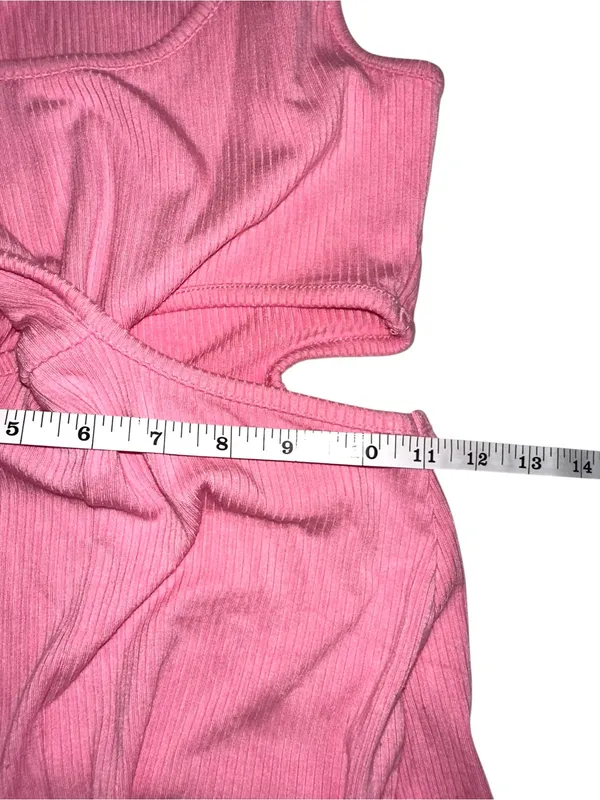 L*space Skyler Dress Ribbed Pink Cutout Side Slit Sleeveless Midi SMALL in Guava - Image 8