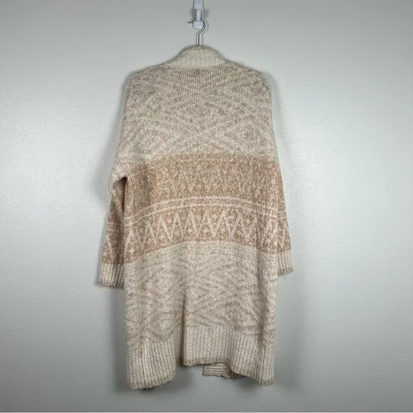 Joie Longline Oversized Chunky Cardigan Cream Fair Isle Knit L‎ - Image 8