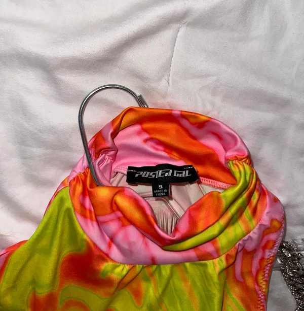 Dolls Kill Future Funk Pink And Green One Sleeve Dress - Image 6
