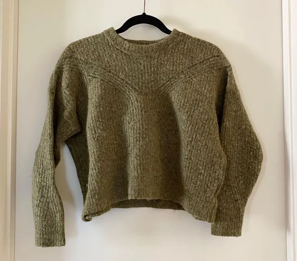 Madewell Belfiore Fuzzy Ribbed Pullover Wool Blend Sweater in Green - Image 3
